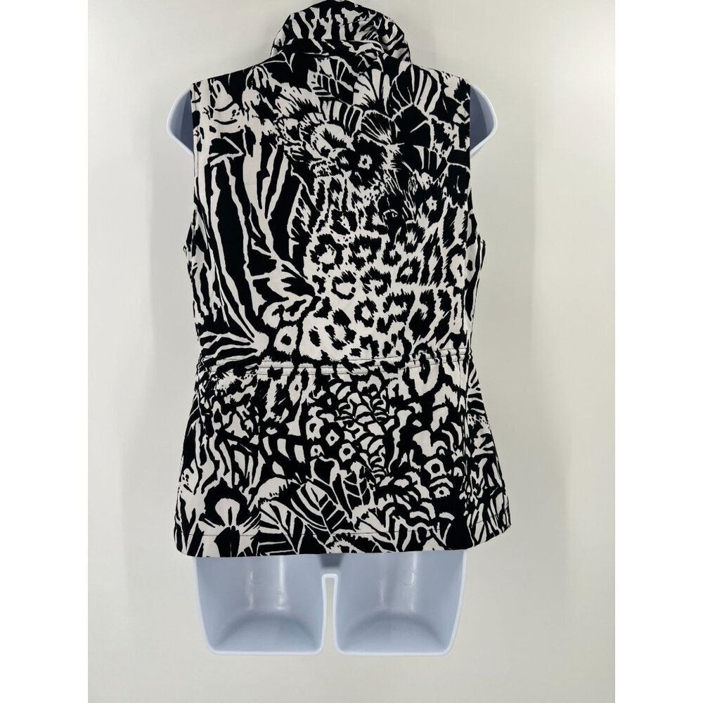 Chico's Women 0 (US S)‎ Zebra Print Sleeveless Zip-Up Vest Jacket Layering - Picture 2 of 6